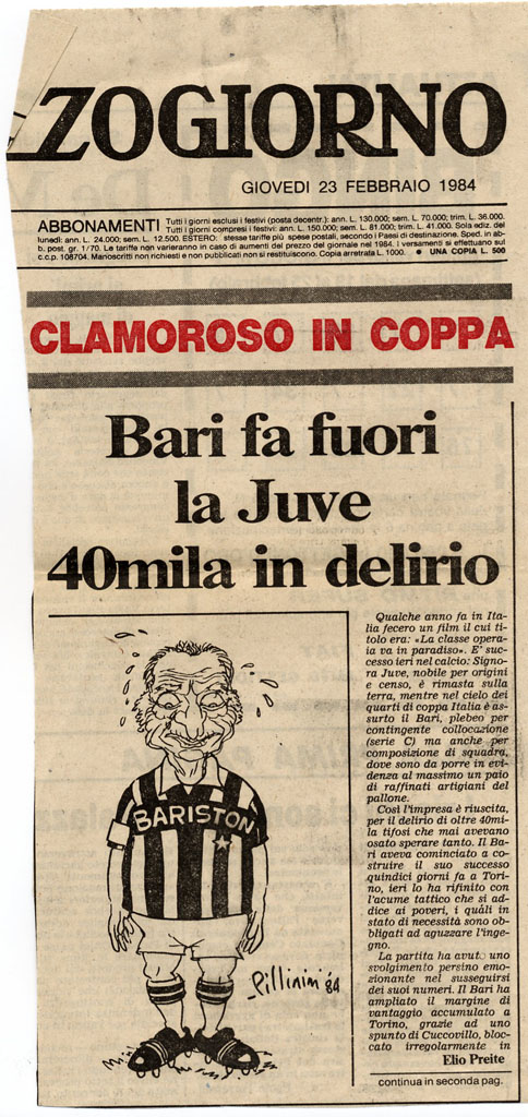 Coppa Italia 1984 - Il Bari elimina la Juve!!