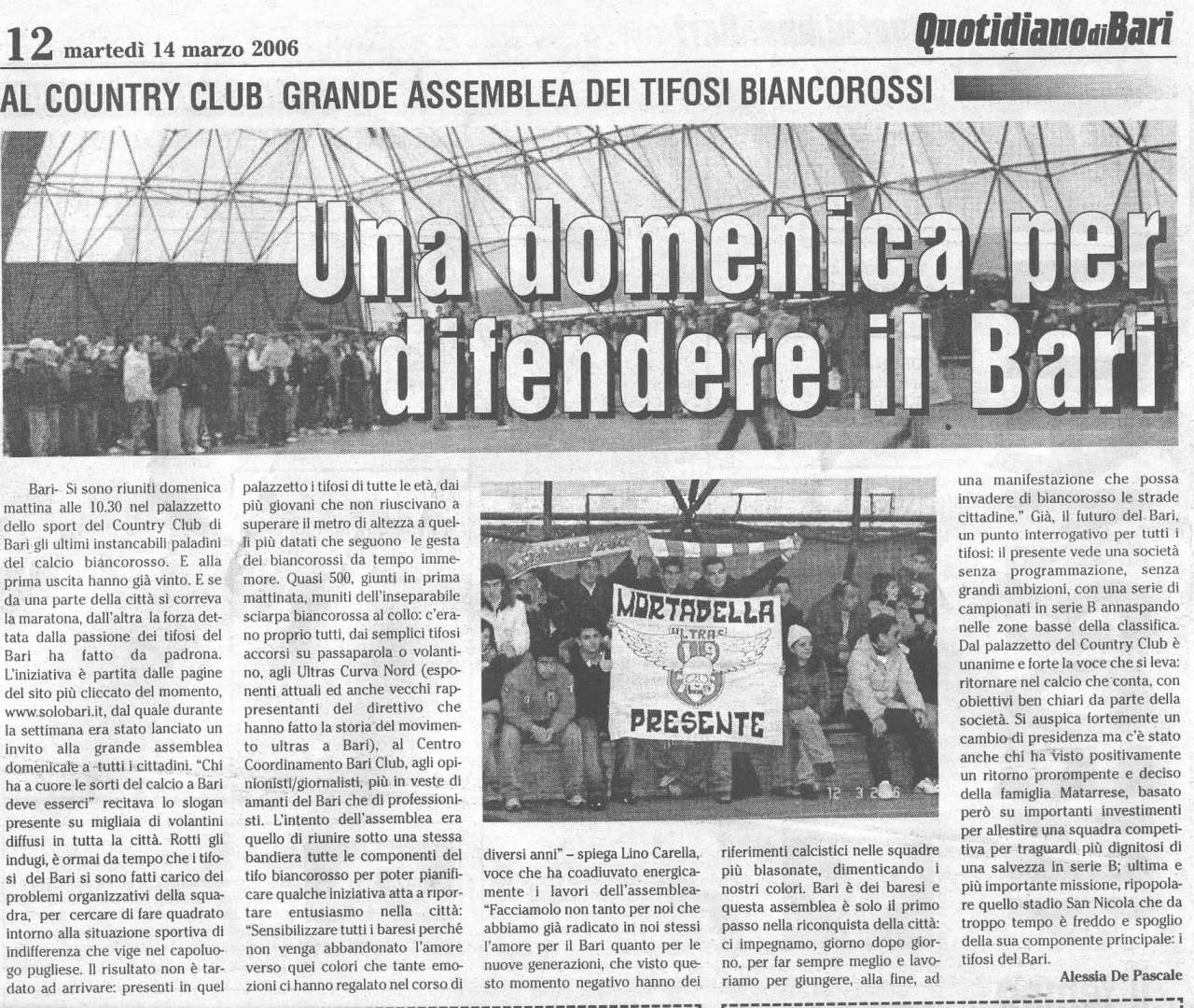 Il quotidiano di Bari - 14/3/06