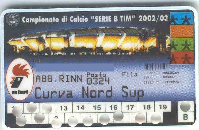 Abbonamento 02-03 Curva Nord