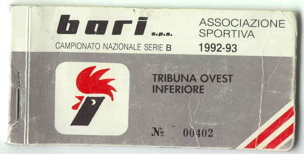 Abbonamento 92-93 Tribuna Ovest