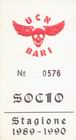 Tessera Ultras 1989/1990 back Tessera Ultras 1989/1990 back